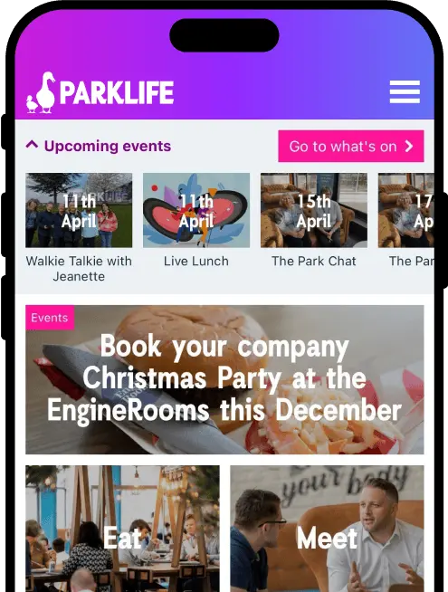 Preview of the Parklife app on an iPhone